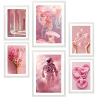 POSTER Set Mit 6 Pinke Komposition A3 & A4 Weißer Rahmen - Weiß, Papier (29/3cm) - Nacnic
