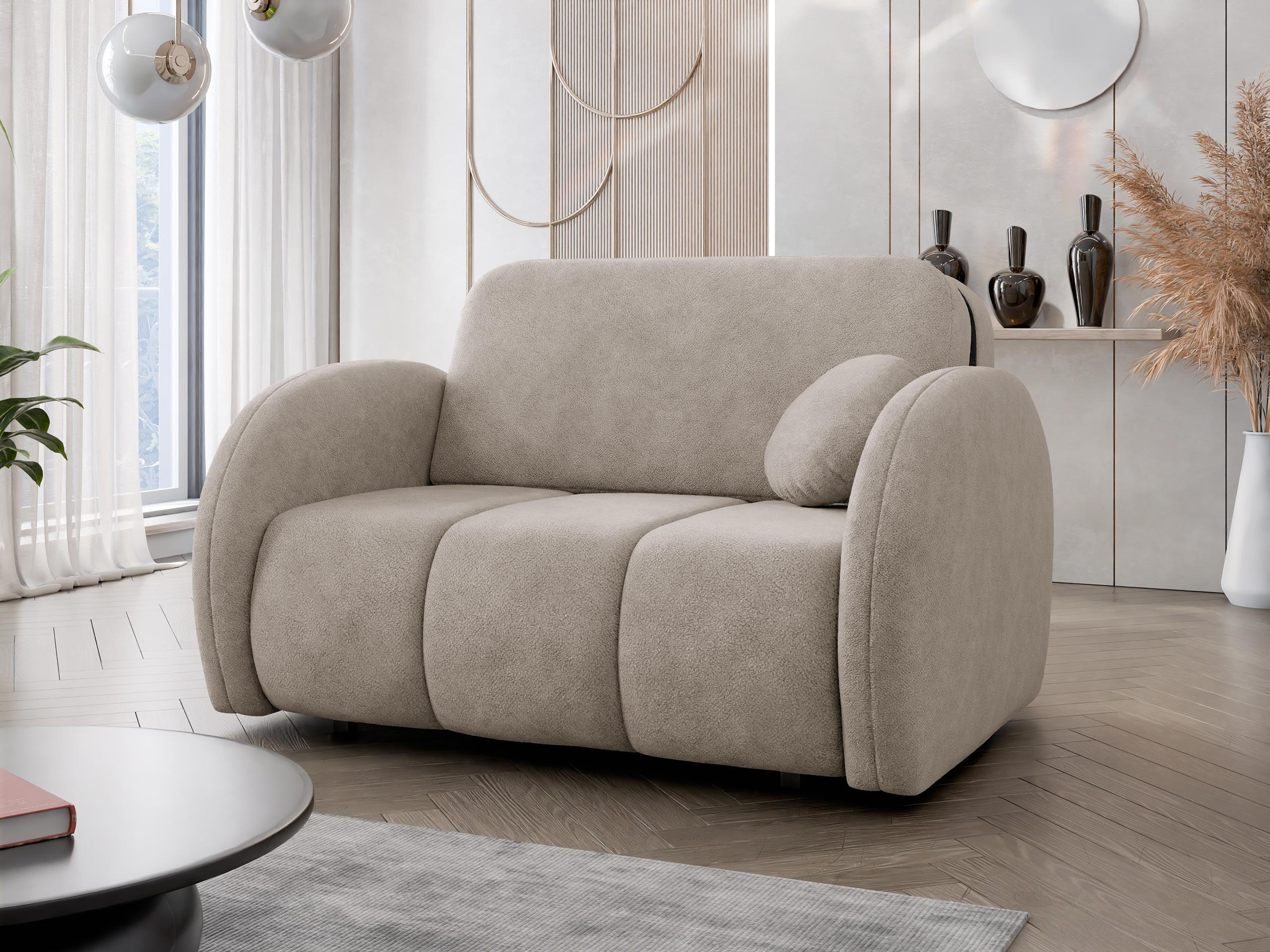 SCHLAFSOFA Viva Comfy II - Schwarz/Naturfarben, Holz/Textil (132/85/103cm) - MIRJAN24