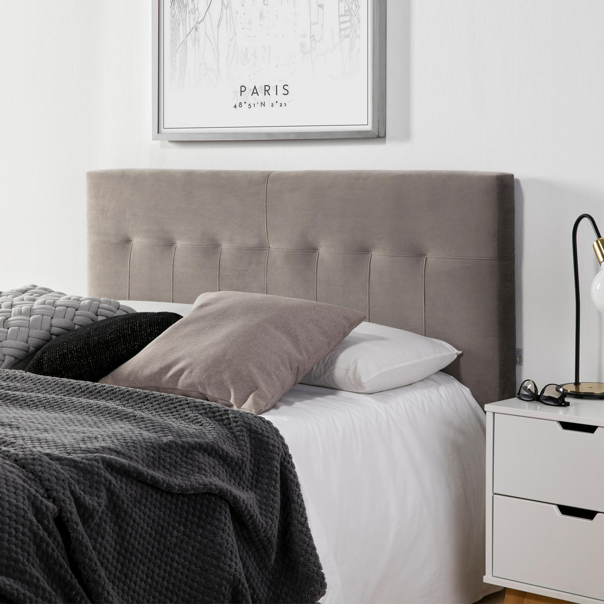 KOPFTEIL 140x100 cm Napoles Grau - Grau, Textil (8/100/140cm) - VS Venta-stock