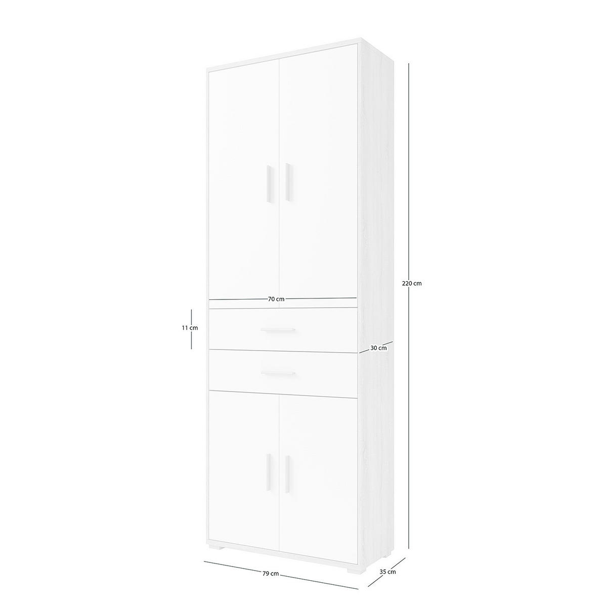 AKTENSCHRANK mit 4 Türen - Eichefarben/Weiß, Holzwerkstoff (79/220/35cm) - home24