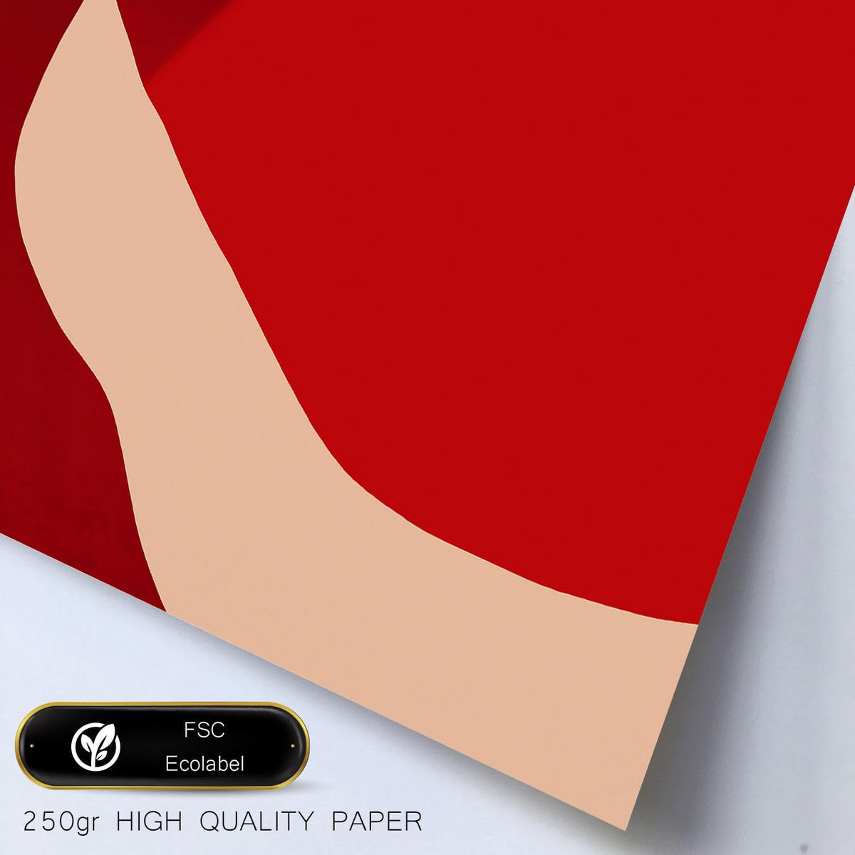 POSTER Set Mit 6 Rote Steine In Form Abstracts Ästhetische Dekorative Gemälde Für Ihr Wohnzimmer, Schlafzimmer, Zuhause A3 & A4 Rahmen Aus Hellem Holz - Beige, Papier (29/3cm) - Nacnic