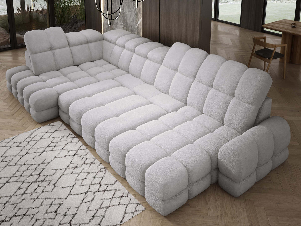 ECKSOFA TOLLO Anthology-stoff U-form 400x217x105 cm grau - Silbereichenfarben, Holz/Textil (400/217cm) - DomoHome