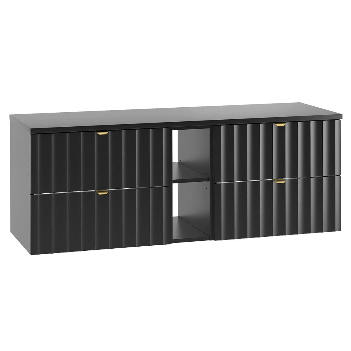WASCHTISCHUNTERSCHRANK 140.6cm Lexa Schwarz - Schwarz, Holzwerkstoff (140.6/52.2/46.5cm) - Petits-meubles