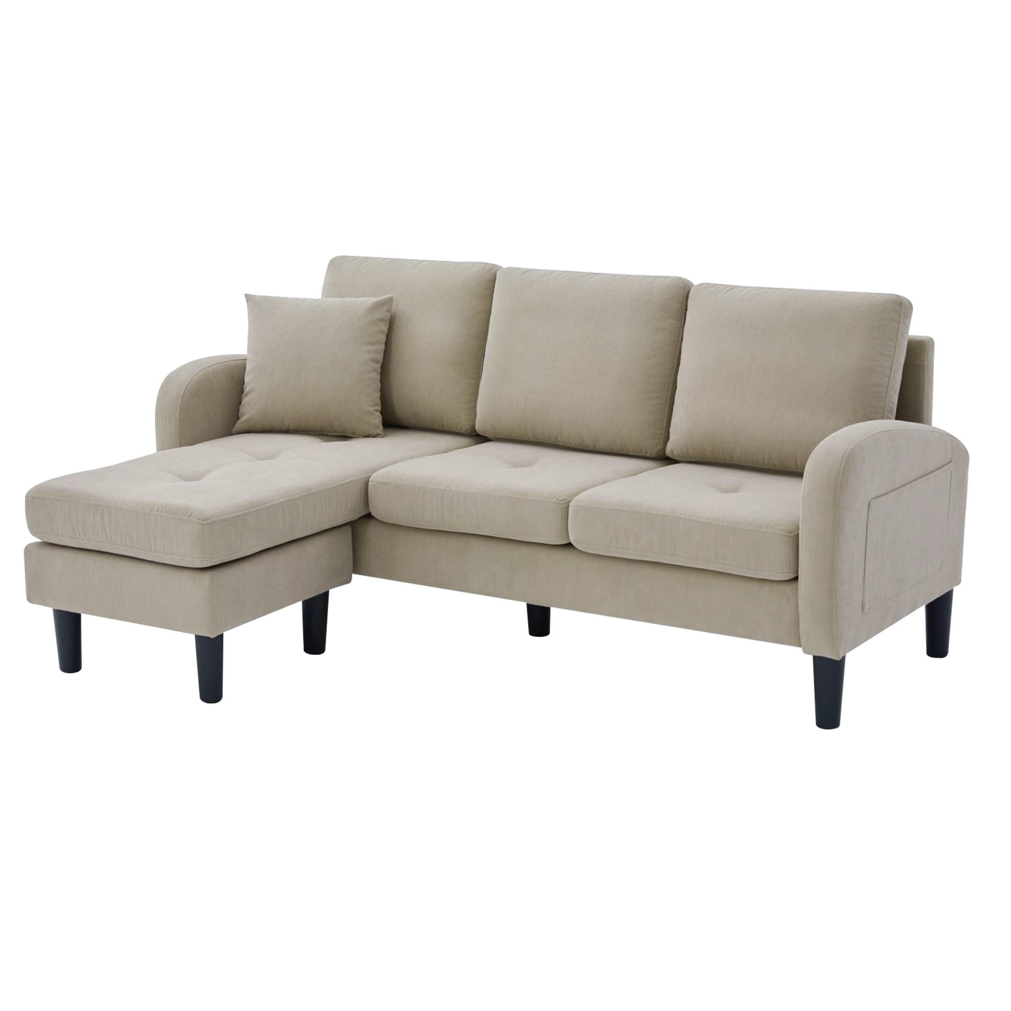 L-FÖRMIGES ECKSOFA Hellbraun 166/118/77 cm 3-Sitzer Modulares Design - Hellgrau, Kunststoff (166/118cm) - PANGIVO