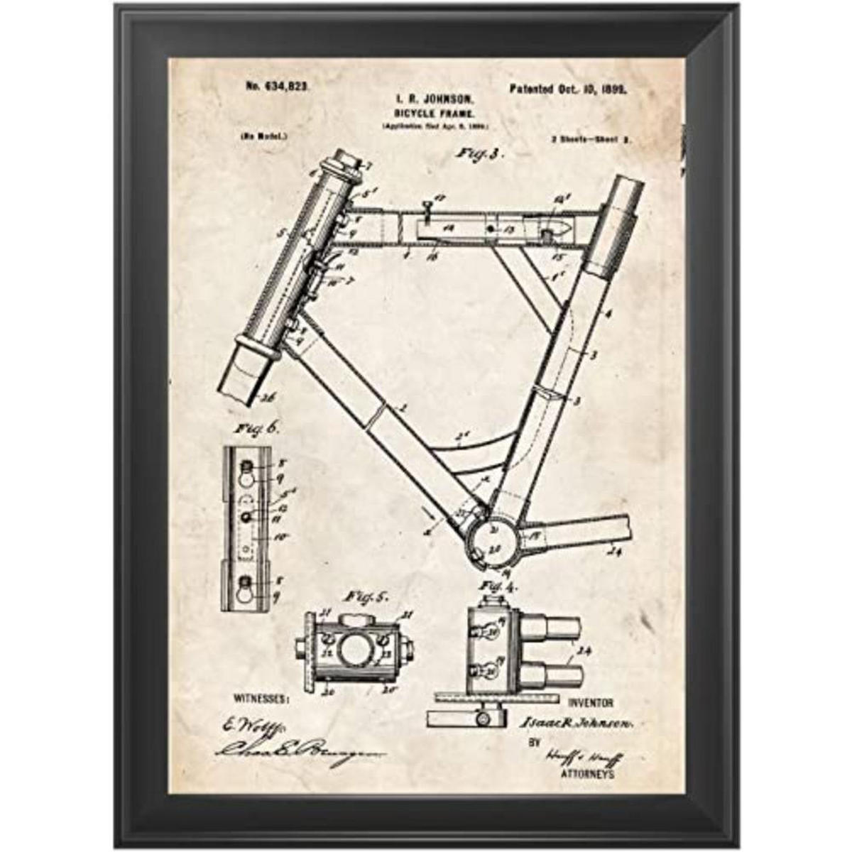 POSTER Set mit 4 Jahrgang Fahrrad Patent A4 Rahmenlos - Klar, Papier (29.7/3cm) - Nacnic