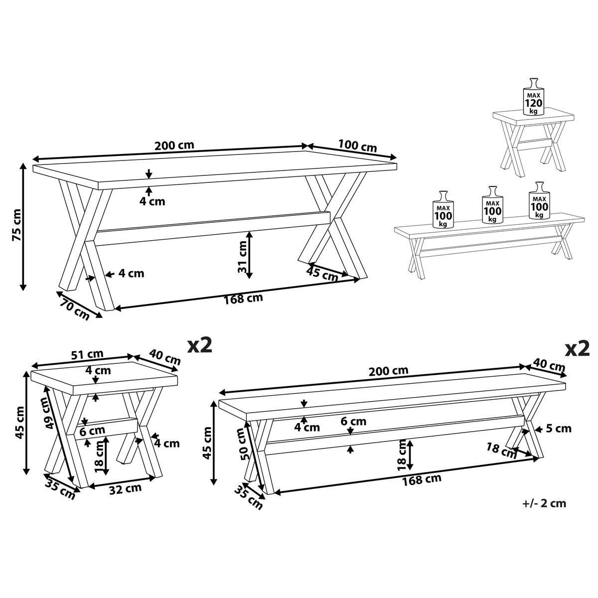 GARTENMÖBEL SET 8-Sitzer Faserzement weiß 5-teilig Olbia - Hellbraun/Weiß, Stein - Beliani