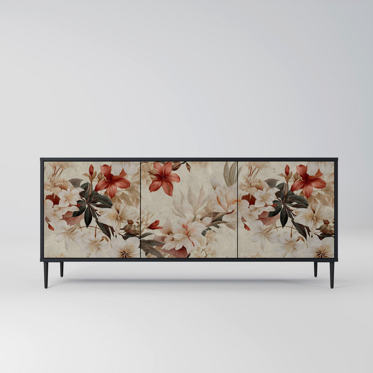 SIDEBOARD PETAL HARMONY, Eicheneffekt, 164,5x42x77,5 cm, 3 Türen - Eichefarben/Buchefarben, Holzwerkstoff/Buchenholz (164.5/77.5/42cm) - SpaceRebels