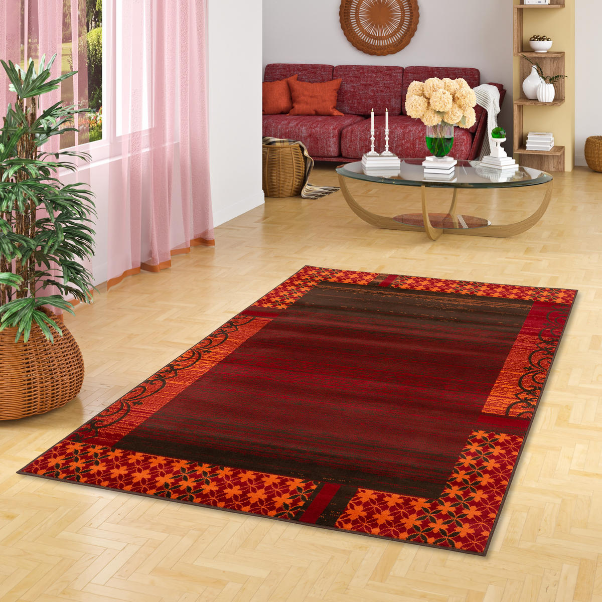 MODERN DESIGNER VELOURS TEPPICH SAMBA - Rot, Textil (160/230cm) - Pergamon