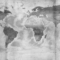 FOTOTAPETE Konkrete Weltkarte 500 x 250 cm - Grau, Papier (500/250cm) - Sanders & Sanders