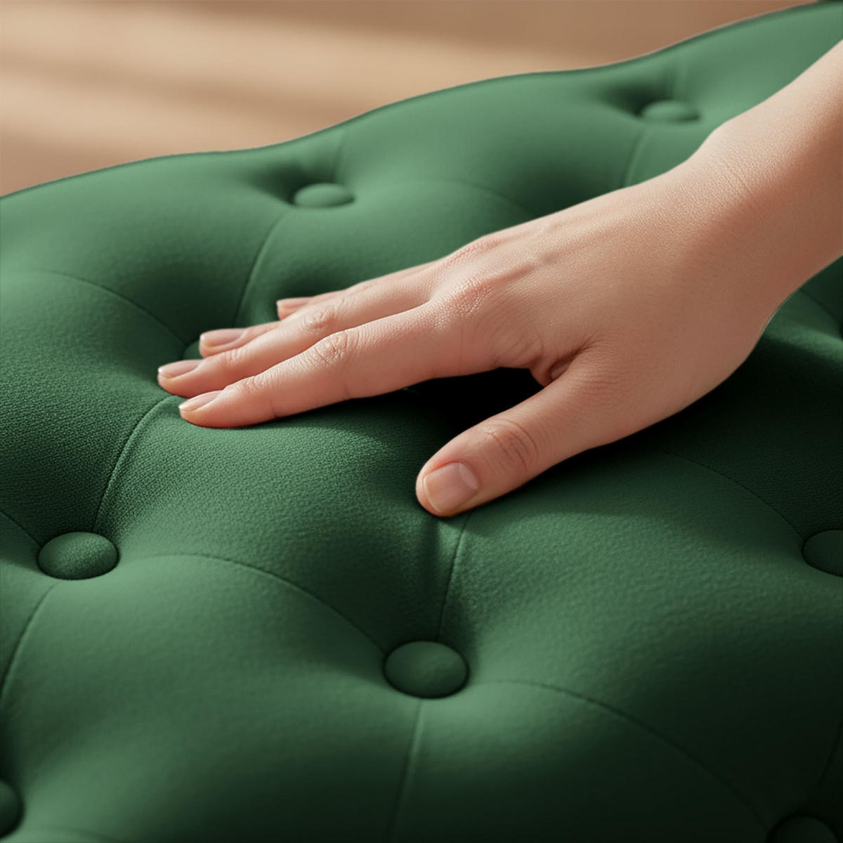 SITZHOCKER MADRID, Grün, T80xB37xH42 - Grün, Holz (37/42/80cm) - Milordbikes