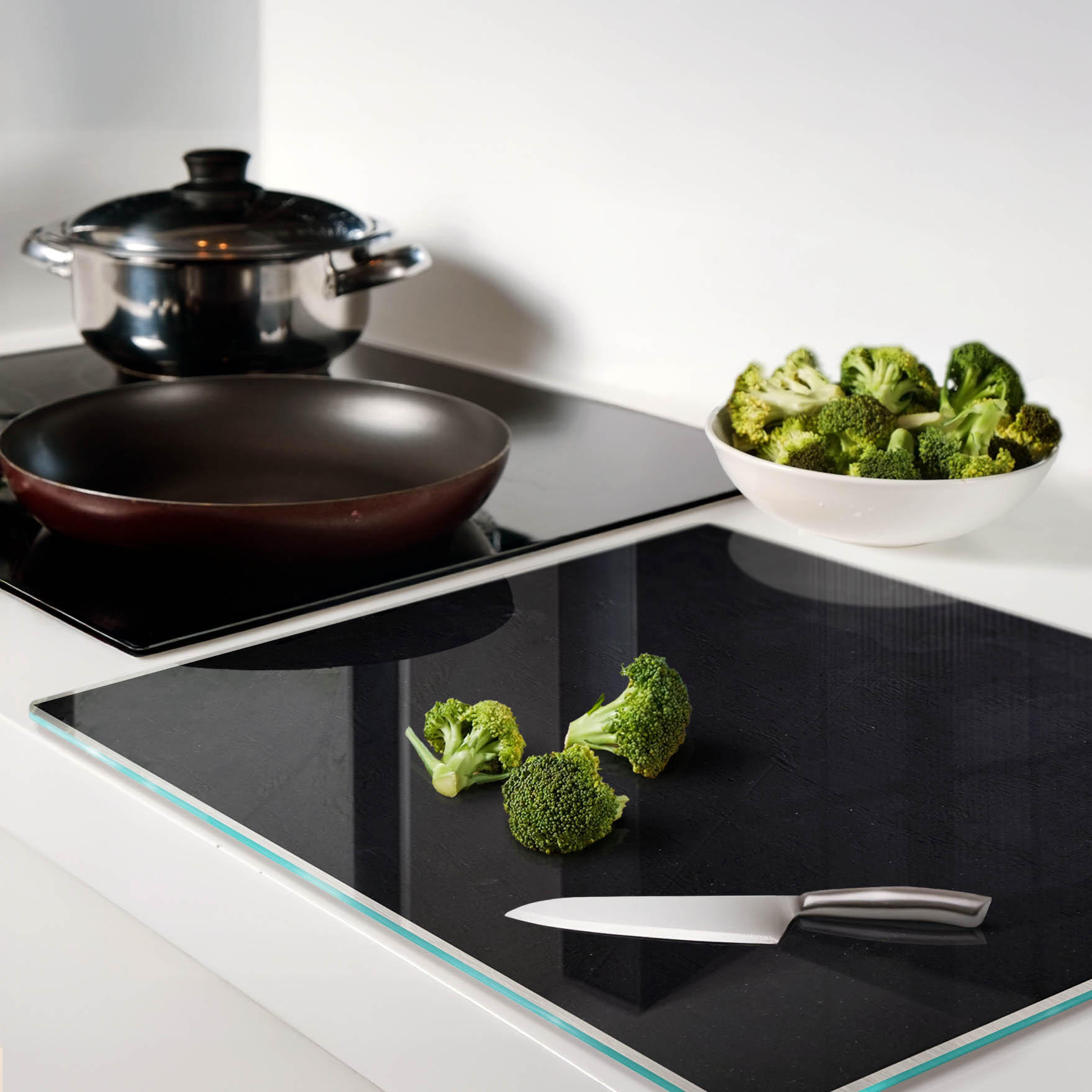 Thumbnail - Tulup Glasplatte, Schwarz, Glas, 60x0.4x52 cm, Küchen, Küchenelektrogeräte, Herde, Herdabdeckplatten