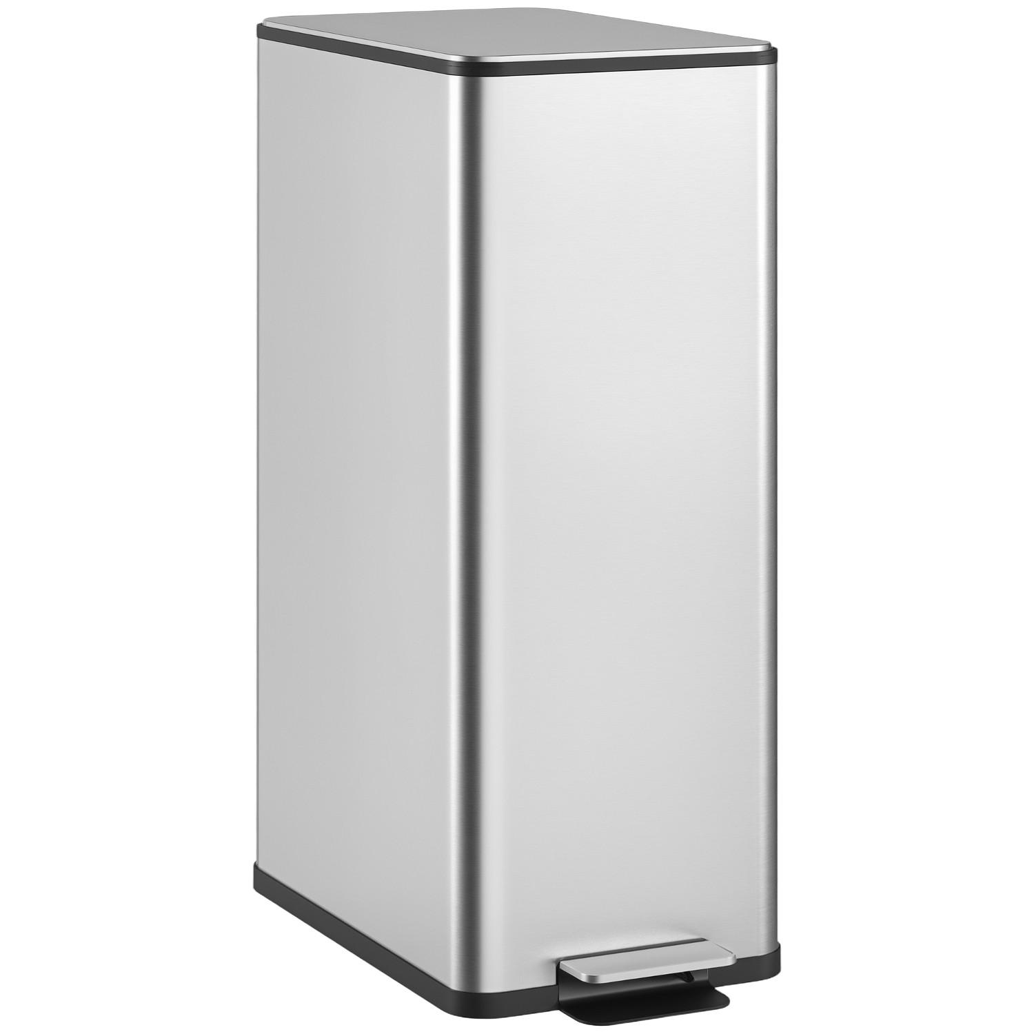 MÜLLEIMER KÜCHE 20L TRETEIMER EDELSTAHL Softclose Deckel 37,2/21,5/57 cm - Silberfarben, Metall (21.5/57/37.2cm) - Rolipo