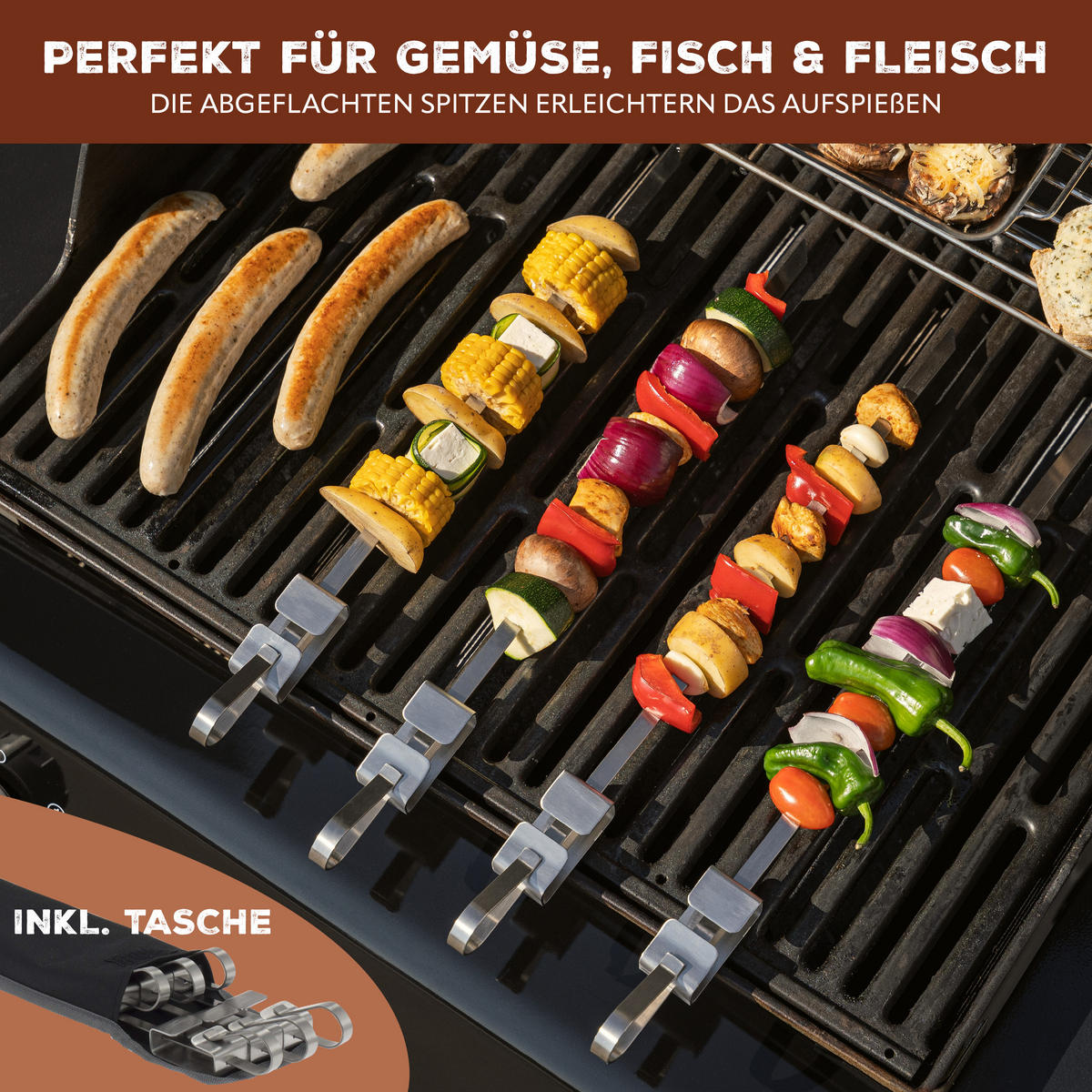 GRILLSPIESSE 6-er-Set, silber, Metall - Edelstahlfarben, Metall (43cm) - bremermann