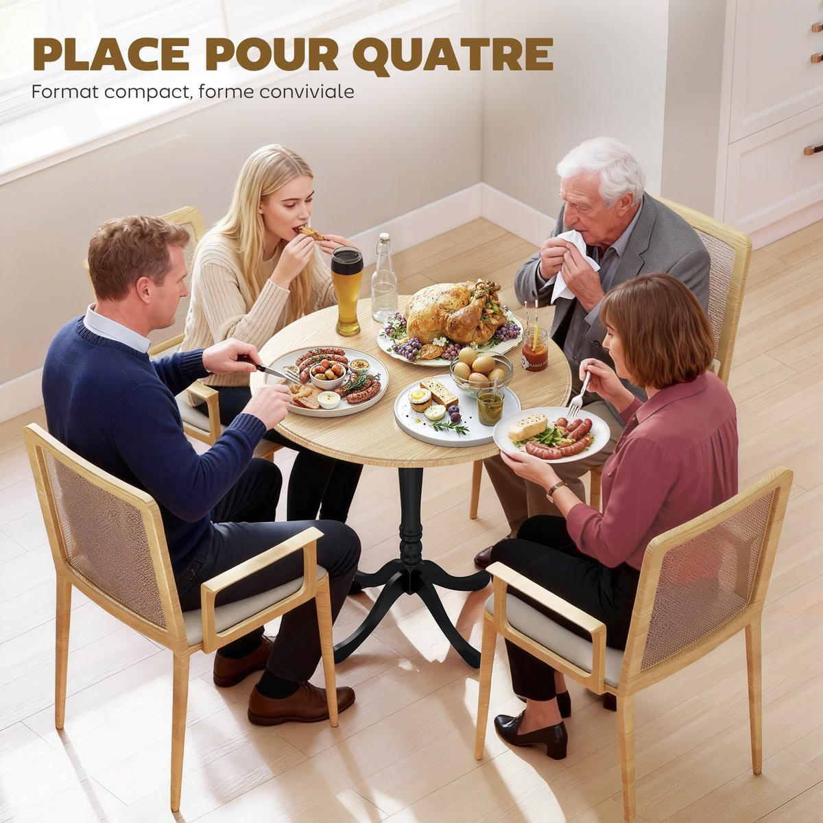 ESSTISCH Naturholz 1 Stück - Beige, Kunststoff (80/80/75cm) - GiPP