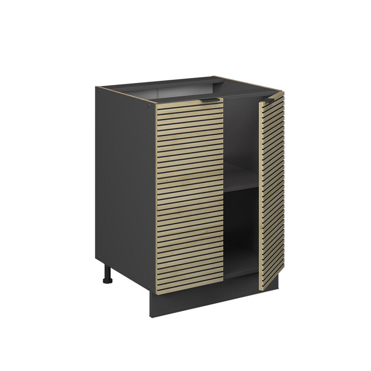 KÜCHENUNTERSCHRANK Fame-Line Eiche Paneel 60 cm , AP Anthrazit - Hellbraun/Eichefarben, Holzwerkstoff (60/82/60cm) - Vicco