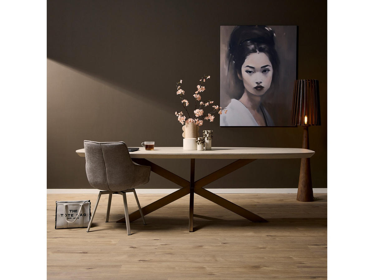 ESSTISCH Dimora Sand | Dänisches Oval 240 cm X 110 cm Sand - Sandfarben, Holz (110/240/76cm) - Villa Möbel