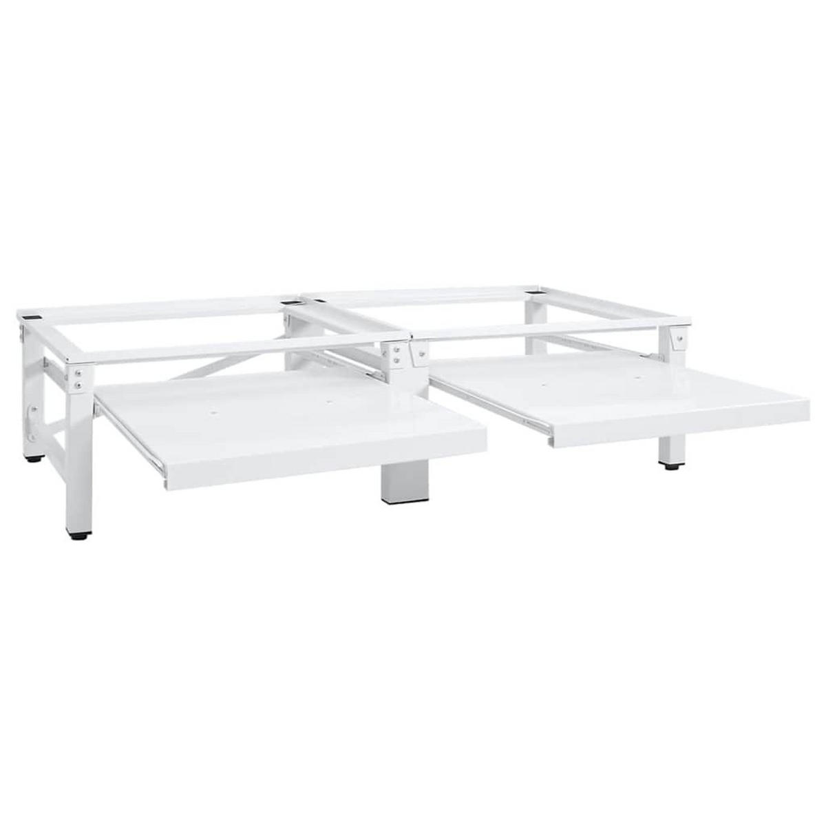 UNTERGESTELL Für Wasch- Und Trockenmaschine Mit Ausziehablagen - Weiß, Metall (61.5/33.5/124.5cm) - vidaXL