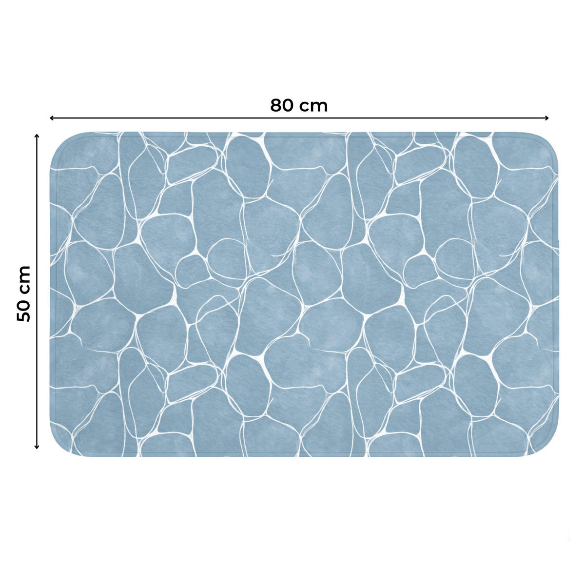 WC PŘEDLOŽKA Organic - vzor - modrá 80x50 cm - světle modrá, textil/plast (80/1cm) - OnlyWow