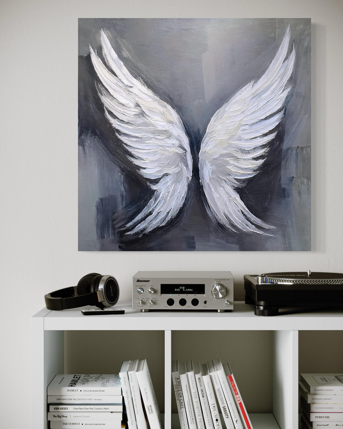 WANDBILD retro vintage flügel - Grau, Textil (50/50cm) - Feeby