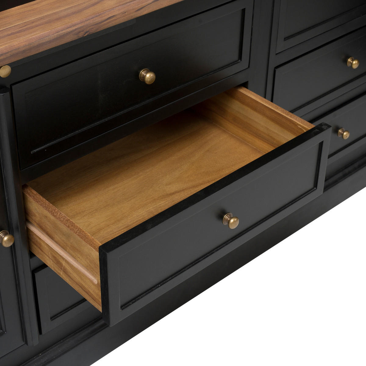 VITRINENSCHRANK MASSIVHOLZ AKAZIE 268/50/268 cm - Schwarz, Naturmaterialen (268/50/54cm) - Signature