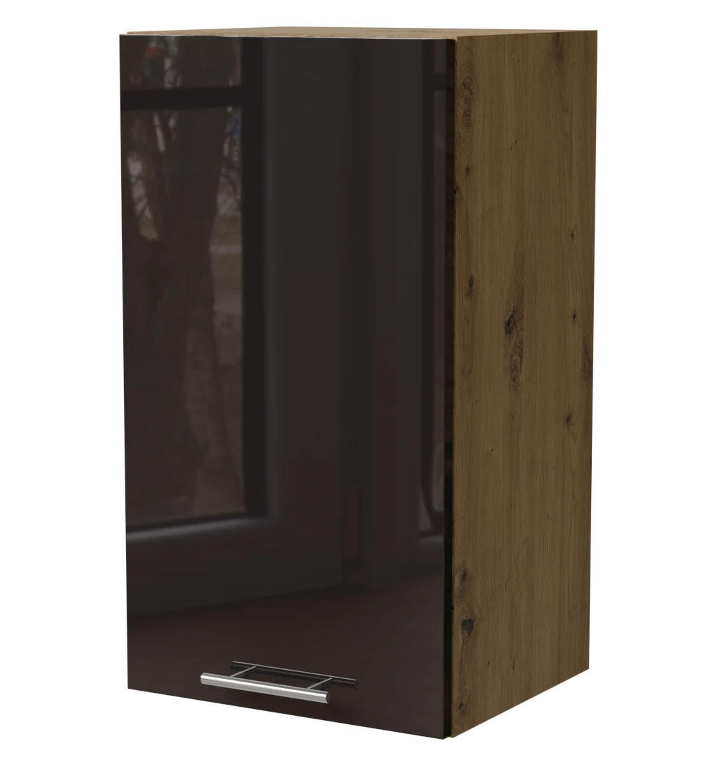 Feldmann-Wohnen Küchenhängeschrank Schwarz Hochglanz, Eiche Artisan 40x72x32.5 cm