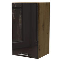 KÜCHENHÄNGESCHRANK Essen W2/40 Schwarz Hochglanz / Eiche Artisan Matt 40 / 32,5 / 72cm - Schwarz Hochglanz/Schwarz, Holz/Holzwerkstoff (40/72/32.5cm) - Feldmann-Wohnen