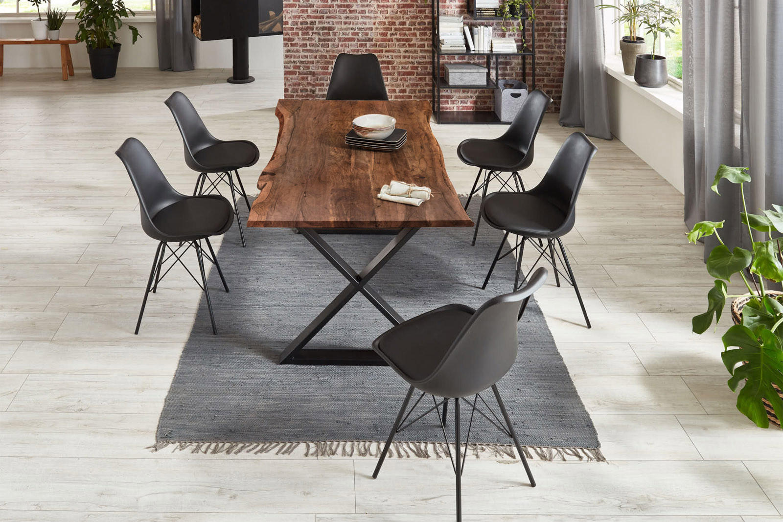 ESSTISCH KASIMIR - Schwarz/Braun, Holz/Metall (80/120/77cm) - SAM