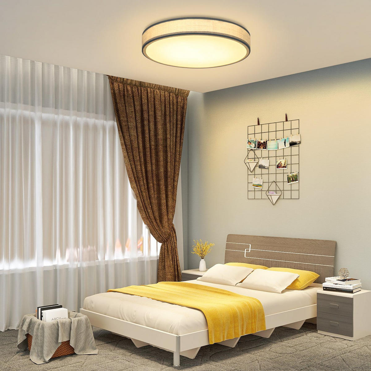 LED-DECKENLEUCHTE Alvira 30/30/6 cm - Grün, Textil (30/30/6cm) - Nettlife