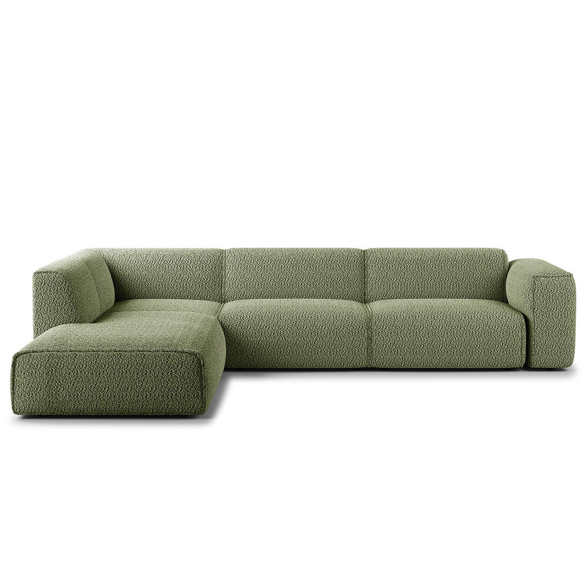 3-SITZER ECKSOFA mit Recamiere - Schwarz/Grün, Kunststoff/Textil (295/231cm) - home24