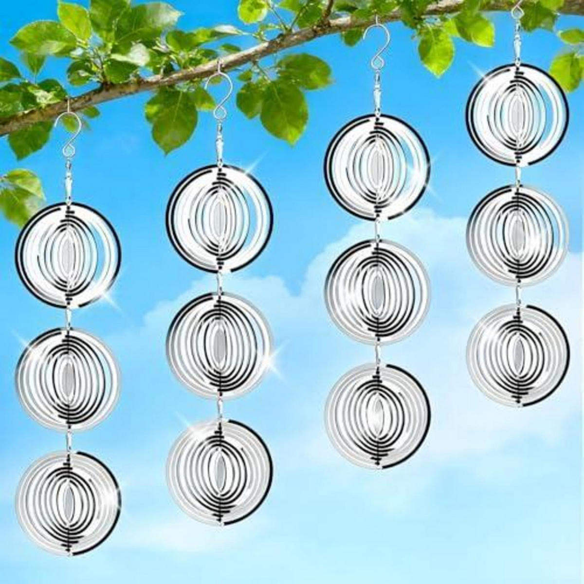 GARTENSTECKER 4-teiliges Set Metall Spiraldesign - Multicolor, Metall (11/11/1.5cm)