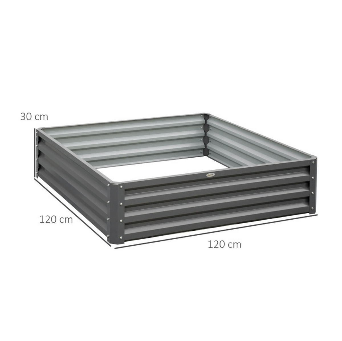 BLUMENKASTEN aus Stahl 120x120x30 cm in Hellgrau - Hellgrau, Metall (120/30/120cm) - Modfu