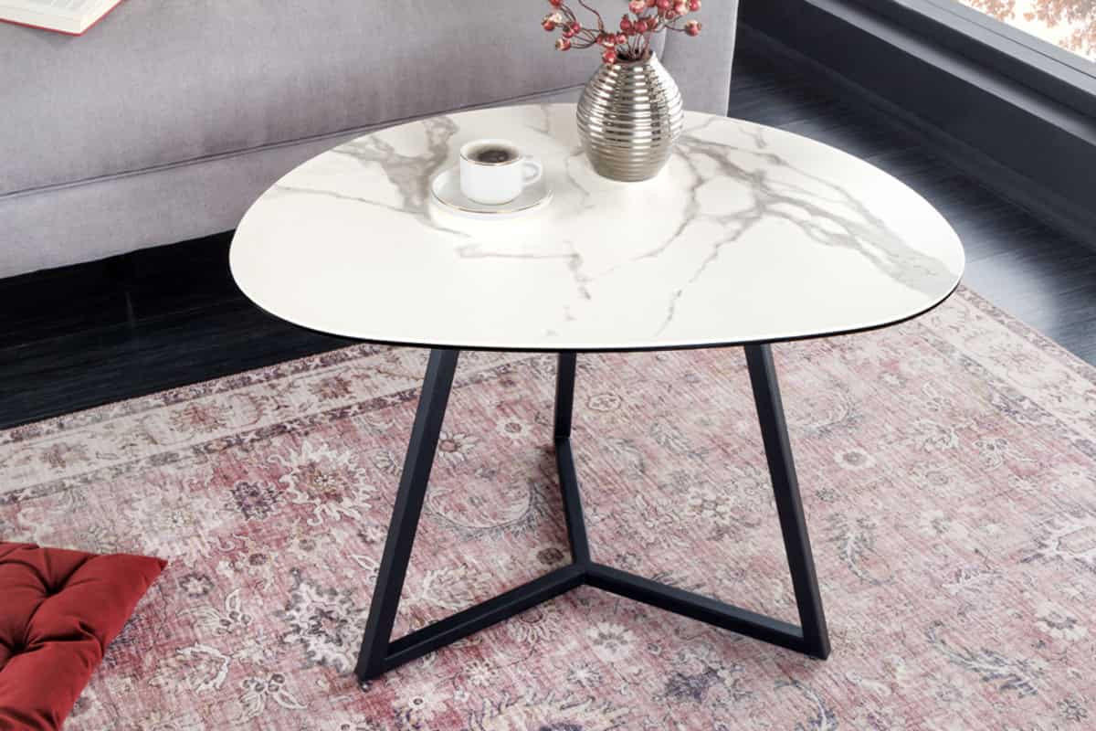 COUCHTISCH MARVELOUS Marmor rechteckig Weiß 70cm - Goldfarben/Weiß, Glas/Keramik (55/70/45cm) - riess-ambiente