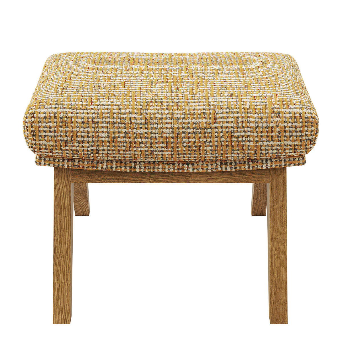 HOCKER mit Holzfüßen - Eichefarben/Honig, Eichenholz/Textil (54/41/41cm) - home24