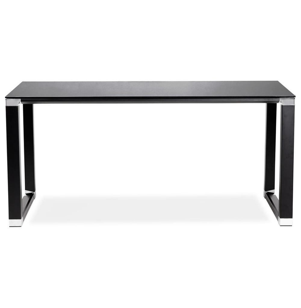 GLASSCHREIBTISCH Verchromt Mit Kufengestell Modern KERIX, Schwarz 140x70x74 cm - Schwarz, Glas/Metall (70/140/74cm) - KADIMA DESIGN