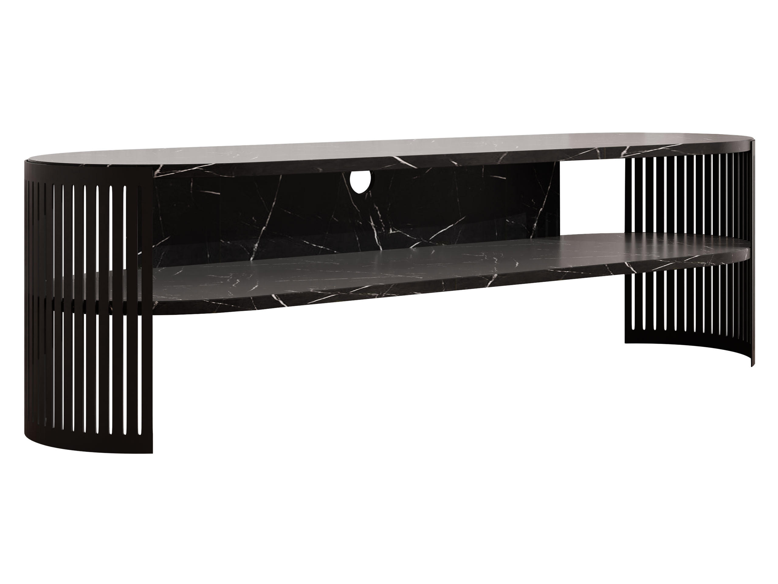 TV-LOWBOARD Fikoli Oval - Multicolor/Schwarz, Holzwerkstoff/Metall (140/40/40cm) - MIRJAN24