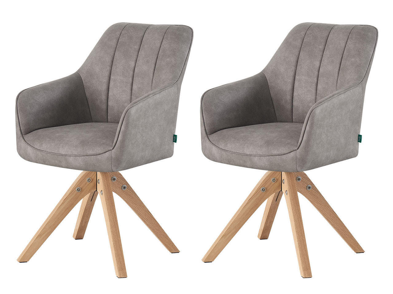 ESSZIMMERSTUHL THOMAS-ELLY 2er-Set 360°drehbar - Grau, Holz/Textil (57/85/62cm) - DUBI Möbel