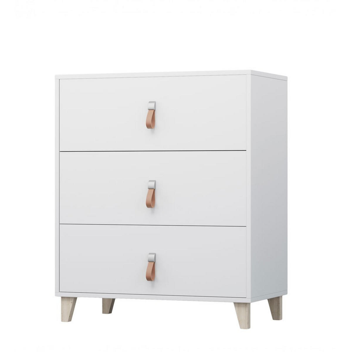 JUGENDZIMMER Svala 4 teilig in Weiß, Skandinavischer Stil, großer Kleiderschrank, Schreibtisch, Kommode 02, Wandregal - Weiß, Holzwerkstoff (80/200/120cm)