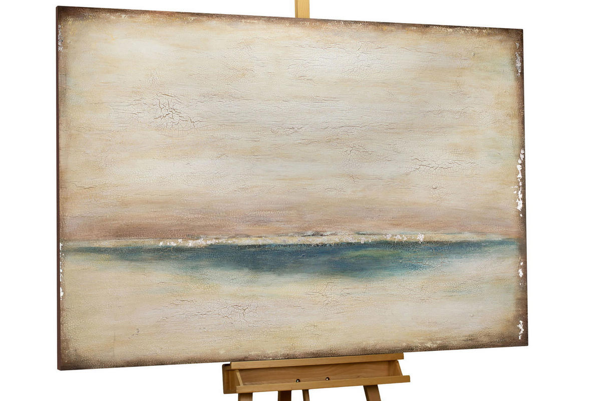 ÖLGEMÄLDE 120/80 cm - Blau/Beige, Holz/Textil (2.5/80cm) - KUNSTLOFT