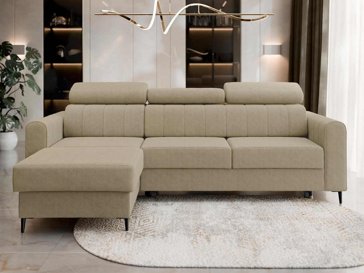 ECKSOFA Toronto III - Hellbraun/Schwarz, Holz/Kunststoff (250/169cm) - MIRJAN24