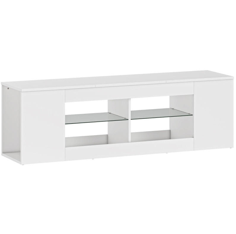 LOWBOARD 140/42.5 cm Weiß aus Glas und Spanplatte mit 6 Fächern - Weiß, Glas (35/42.5/140cm) - OKMYHOME