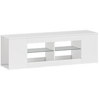 LOWBOARD 140/42.5 cm Weiß aus Glas und Spanplatte mit 6 Fächern - Weiß, Glas (35/42.5/140cm) - OKMYHOME