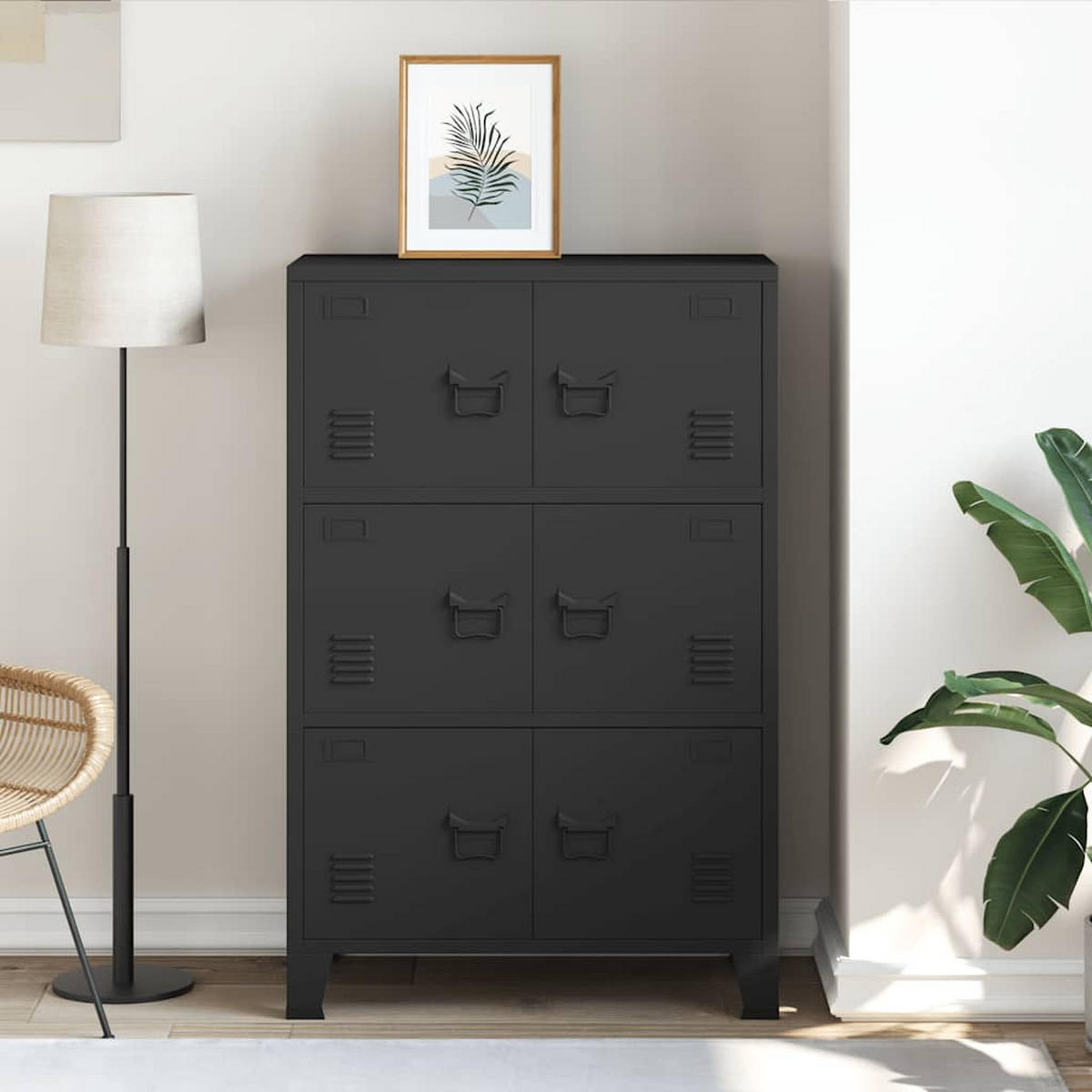SIDEBOARD mit 6 Türen, 75/40/115 cm, aus Metall, in Schwarz, im Industriestil - Schwarz, Metall (75/115/40cm) - vidaXL