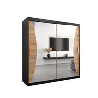 SCHWEBETÜRENSCHRANK 200/200/62 2-türig - Silberfarben/Schwarz, Holz/Kunststoff (200/200/62cm) - Abiks Möbel