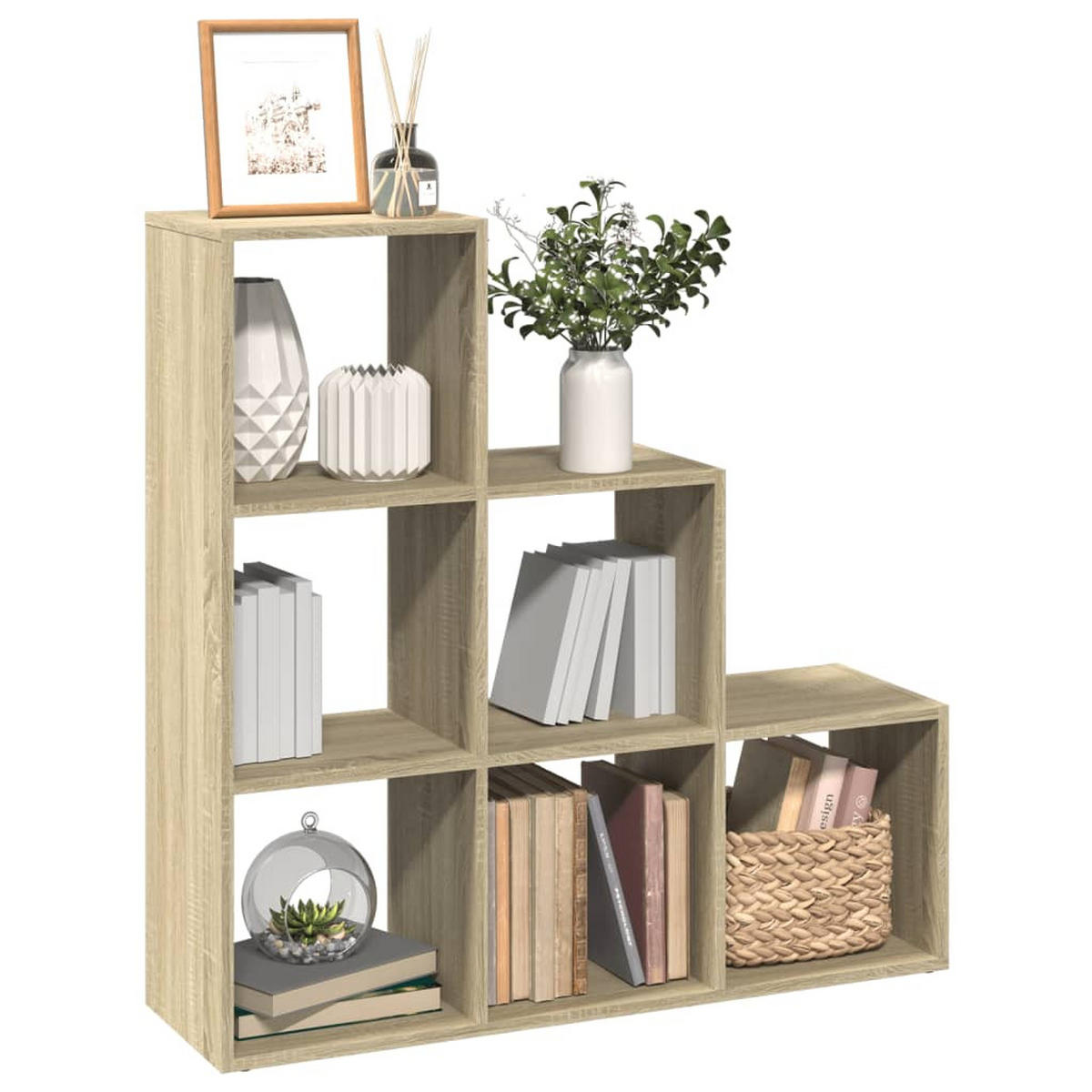 RAUMTEILER-BÜCHERREGAL 3 Etagen Sonoma-Eiche 99/29/99 Cm - Braun, Holzwerkstoff (99/99/29cm) - vidaXL