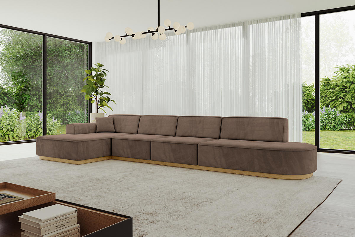 ECKSOFA Ottomane Links IREA-L3-v2 - 403x165x81 cm Braun - Braun, Holzwerkstoff/Textil (403/165cm) - ALTDECOR