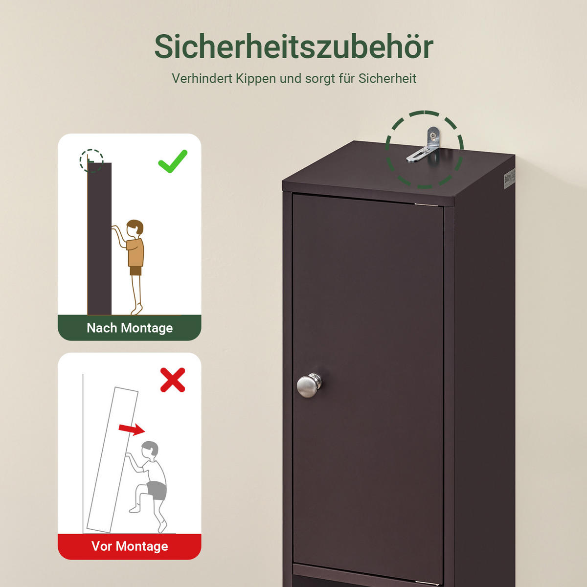 HOCHSCHRANK Braun - Dunkelbraun, Holzwerkstoff (20/180/20cm) - SoBuy