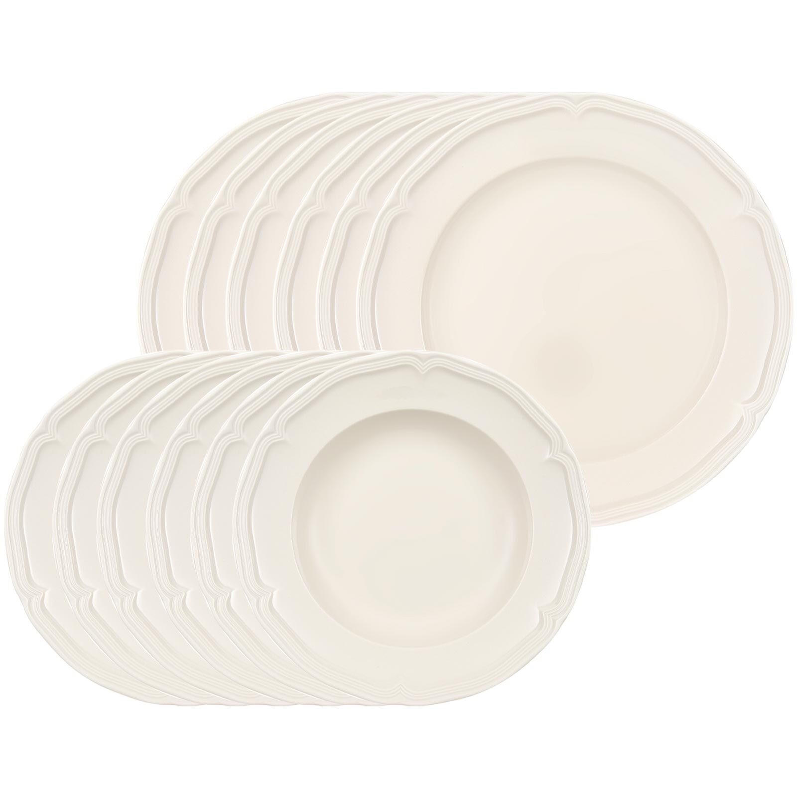 TAFELSERVICE Manoir weiß 12er Set - Weiß, Keramik (1/1/1cm) - Villeroy & Boch