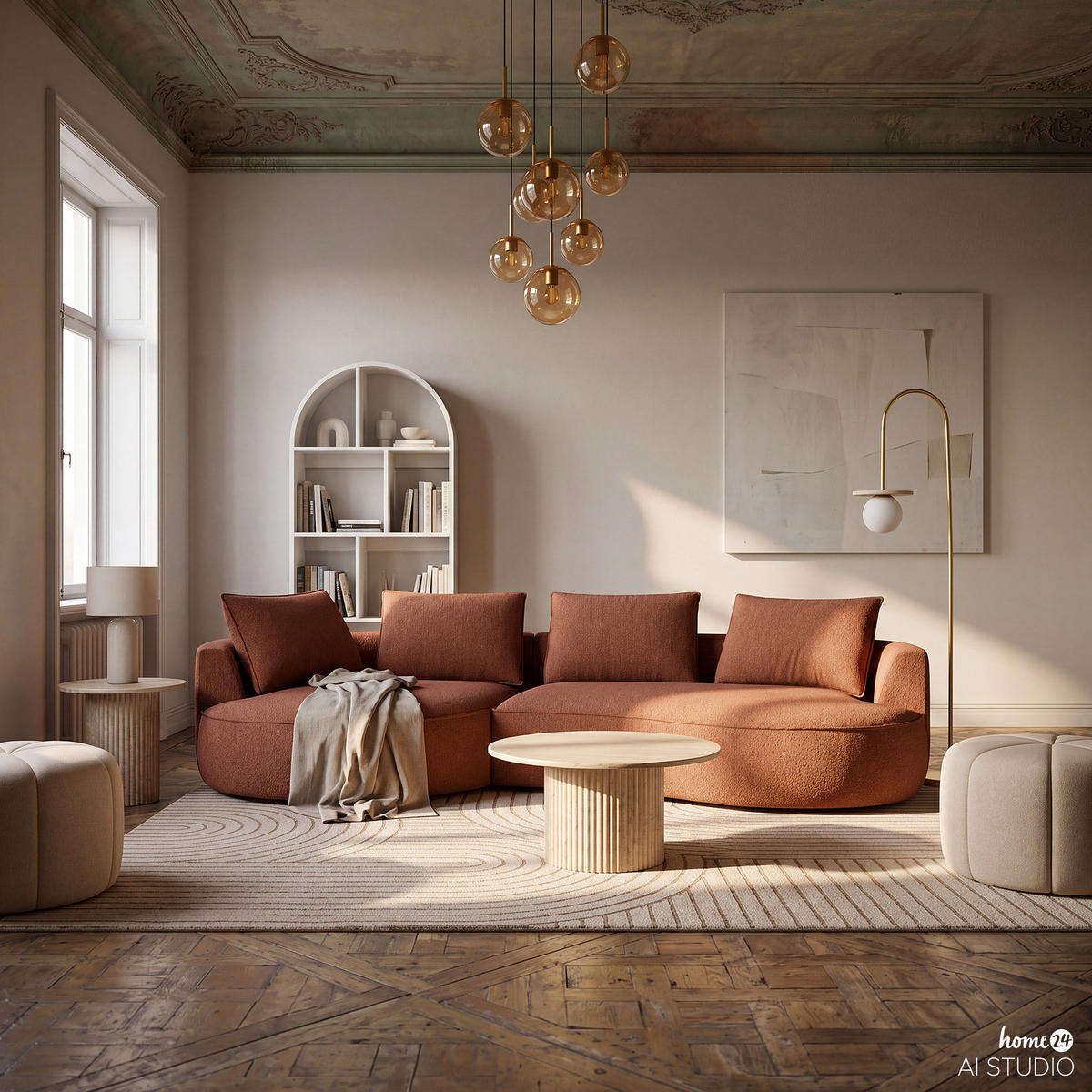 COUCHTISCH - 2er-Set - Travertin Stein Dekor - Beige, Holzwerkstoff (80/80/40cm) - home24