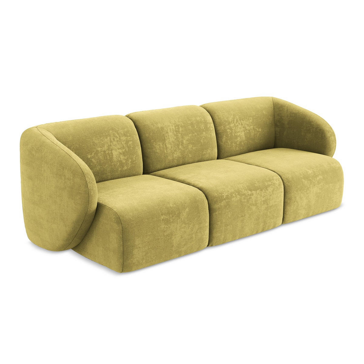 3-SITZER SOFA Chenille Stoff Grün - Limette/Schwarz, Holzwerkstoff/Kunststoff (244/75/94cm) - LaMiaSofa