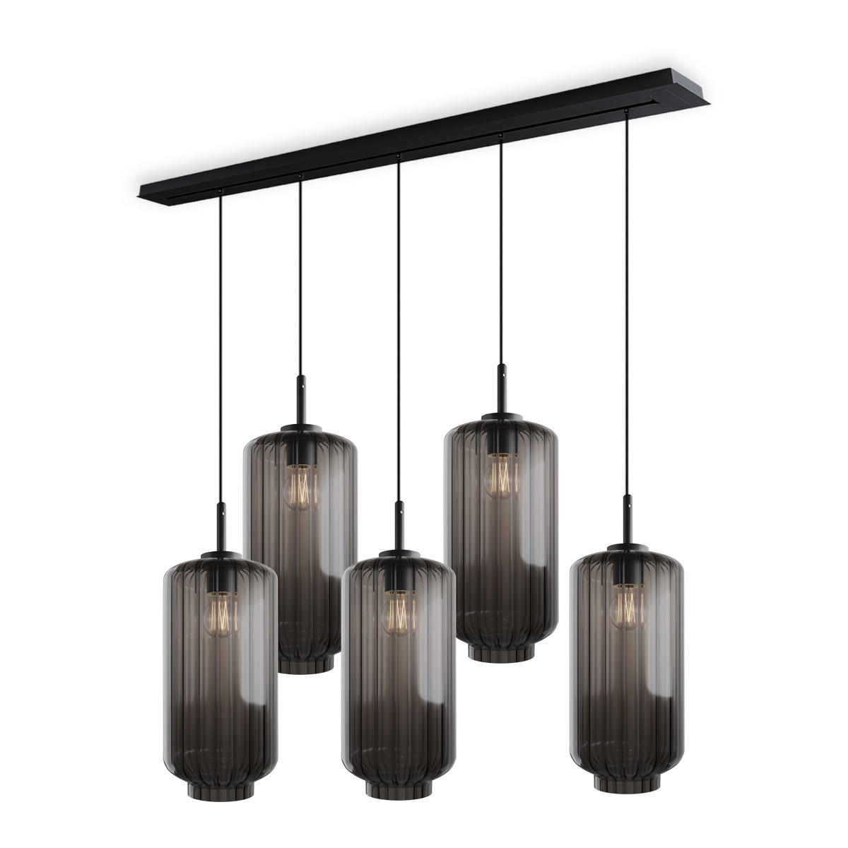 HÄNGELEUCHTE Velo 5-flammig Rauch Ø 18cm - Anthrazit/Schwarz, Glas (18/18/33cm) - s.luce